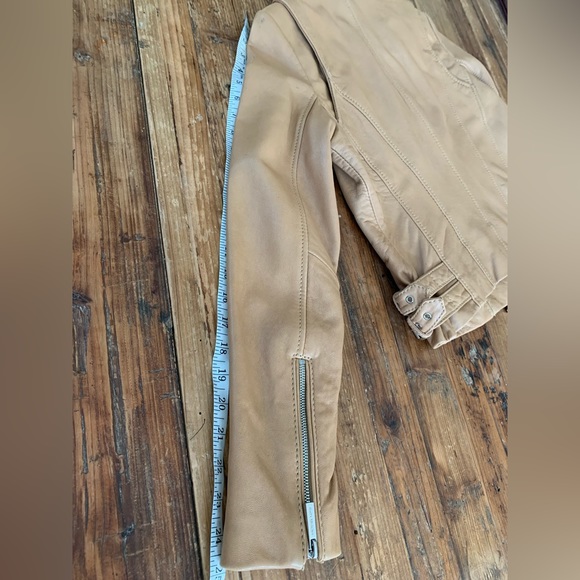 Michael Kors Beige Leather Jacket, Sz M - Picture 6 of 16